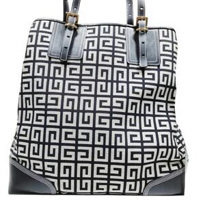 Authentic Givenchy Canvas & Leather Tote – Geometric Print Adjustable Straps